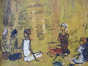 Sculpture & Artwork. newsmongers oil on board